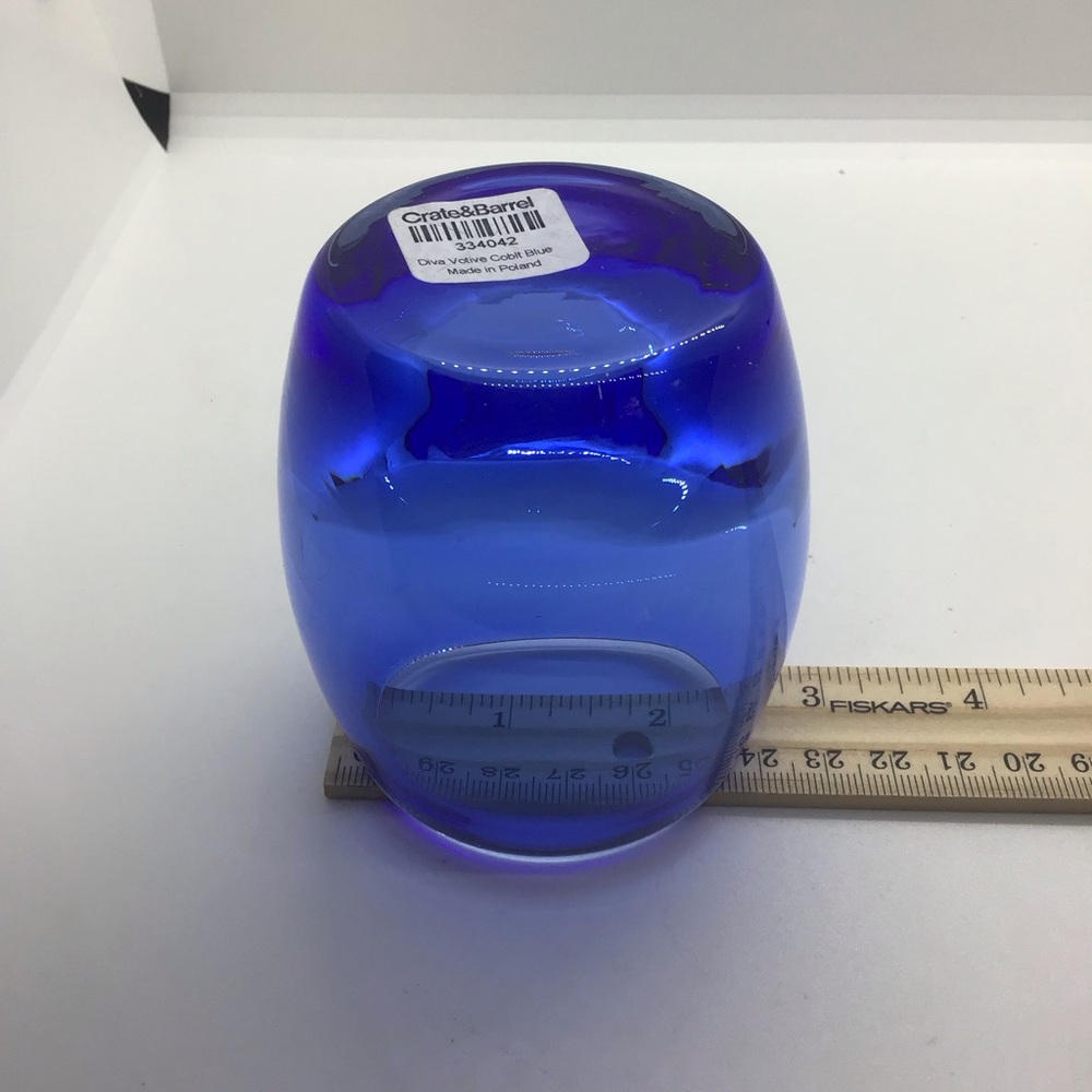 Crate & Barrel Cobolt Blue Glass Votive Candle Holder DIVA Made in Poland - Picture 5 of 7